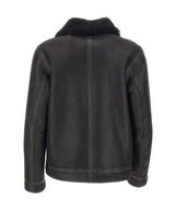 BOSS Giacca in pelle con collo in shearling BLACK Uomo 