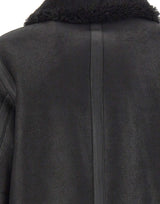 BOSS Giacca in pelle con collo in shearling BLACK Uomo 