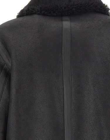 BOSS Giacca in pelle con collo in shearling BLACK Uomo 