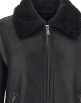 BOSS Giacca in pelle con collo in shearling BLACK Uomo 
