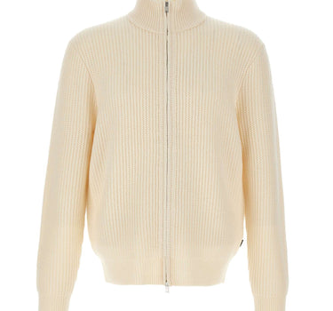 BOSS Cardigan in lana e cashmere con zip WHITE Uomo 