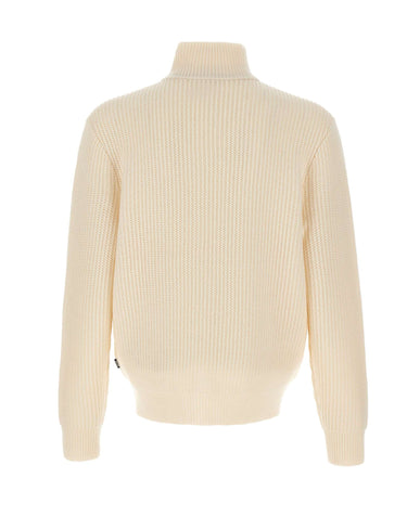 BOSS Cardigan in lana e cashmere con zip WHITE Uomo 