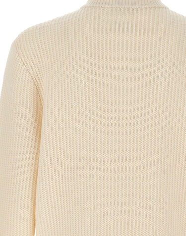 BOSS Cardigan in lana e cashmere con zip WHITE Uomo 