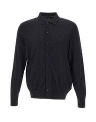 BOSS Cardigan in lana con colletto polo BLACK Uomo 