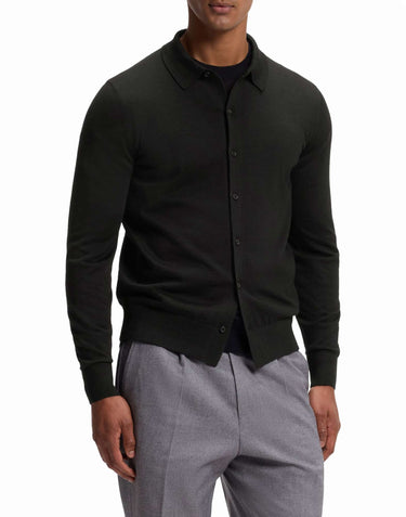 BOSS Cardigan in lana con colletto polo BLACK Uomo 