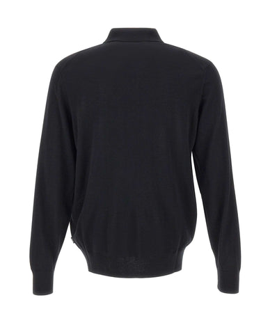 BOSS Cardigan in lana con colletto polo BLACK Uomo 