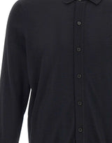 BOSS Cardigan in lana con colletto polo BLACK Uomo 