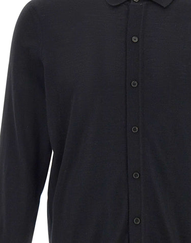 BOSS Cardigan in lana con colletto polo BLACK Uomo 