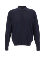 BOSS Cardigan in lana con colletto polo BLUE Uomo 