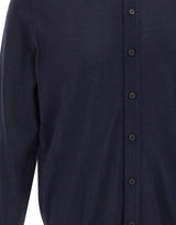 BOSS Cardigan in lana con colletto polo BLUE Uomo 