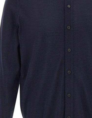 BOSS Cardigan in lana con colletto polo BLUE Uomo 