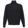 BOSS Maglia mezza zip in cotone e lana vergine BLACK Uomo 