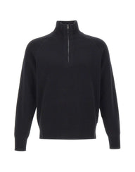 BOSS Maglia mezza zip in cotone e lana vergine BLACK Uomo 