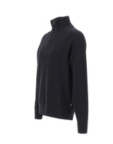 BOSS Maglia mezza zip in cotone e lana vergine BLACK Uomo 