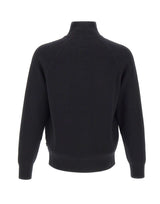 BOSS Maglia mezza zip in cotone e lana vergine BLACK Uomo 