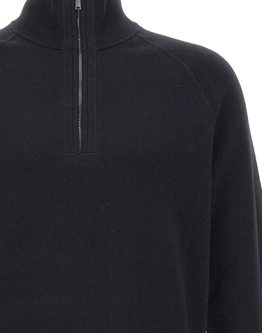 BOSS Maglia mezza zip in cotone e lana vergine BLACK Uomo 