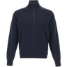 BOSS Maglia mezza zip in cotone e lana vergine BLUE Uomo 
