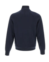 BOSS Maglia mezza zip in cotone e lana vergine BLUE Uomo 