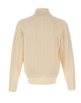 BOSS Maglione a trecce con mezza zip WHITE Uomo 