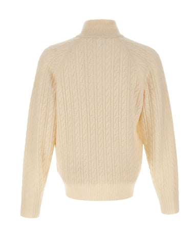 BOSS Maglione a trecce con mezza zip WHITE Uomo 