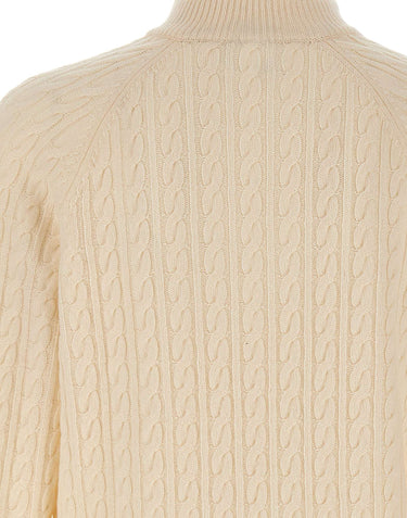BOSS Maglione a trecce con mezza zip WHITE Uomo 