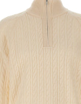 BOSS Maglione a trecce con mezza zip WHITE Uomo 