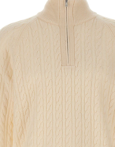 BOSS Maglione a trecce con mezza zip WHITE Uomo 