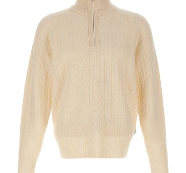 BOSS Maglione a trecce con mezza zip WHITE Uomo 
