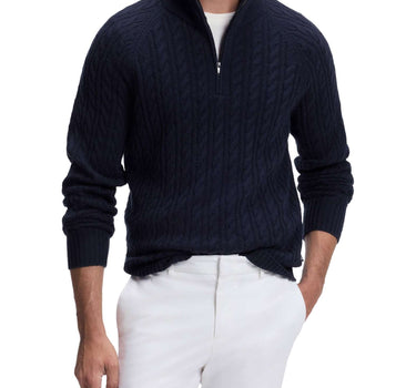 BOSS Maglione a trecce con mezza zip BLUE Uomo 
