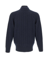 BOSS Maglione a trecce con mezza zip BLUE Uomo 