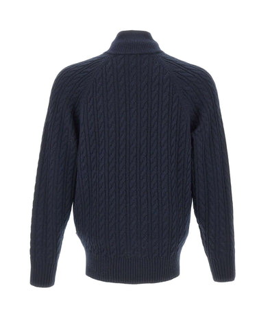 BOSS Maglione a trecce con mezza zip BLUE Uomo 