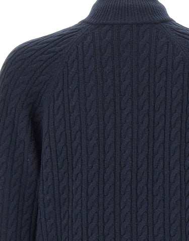 BOSS Maglione a trecce con mezza zip BLUE Uomo 