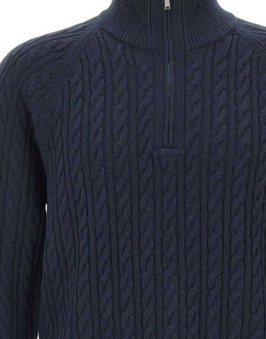 BOSS Maglione a trecce con mezza zip BLUE Uomo 