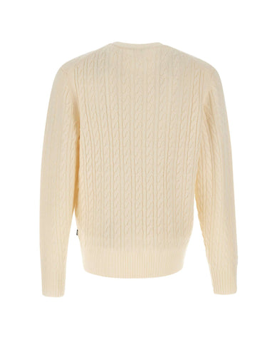 BOSS Maglione a trecce in lana vergine e cashmere WHITE Uomo 