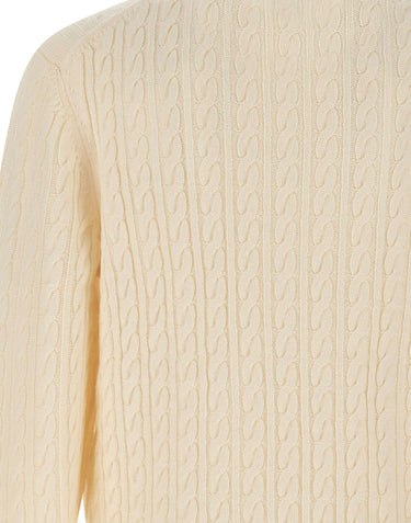 BOSS Maglione a trecce in lana vergine e cashmere WHITE Uomo 