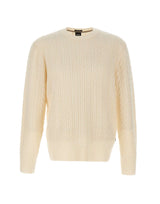 BOSS Maglione a trecce in lana vergine e cashmere WHITE Uomo 