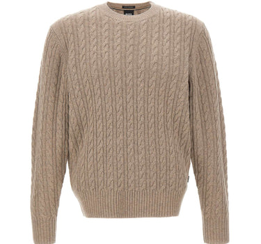 BOSS Maglione a trecce in lana vergine e cashmere BEIGE Uomo 