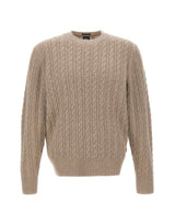 BOSS Maglione a trecce in lana vergine e cashmere BEIGE Uomo 