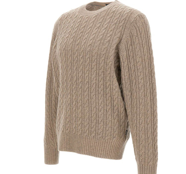 BOSS Maglione a trecce in lana vergine e cashmere BEIGE Uomo 
