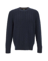 BOSS Maglione a trecce in lana vergine e cashmere BLUE Uomo 