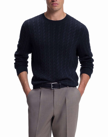 BOSS Maglione a trecce in lana vergine e cashmere BLUE Uomo 