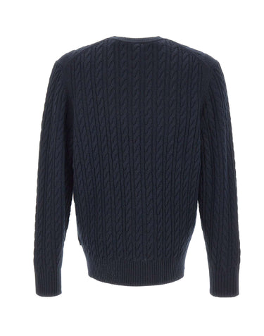 BOSS Maglione a trecce in lana vergine e cashmere BLUE Uomo 