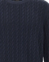BOSS Maglione a trecce in lana vergine e cashmere BLUE Uomo 