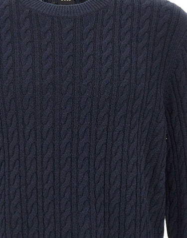 BOSS Maglione a trecce in lana vergine e cashmere BLUE Uomo 