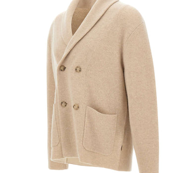 BOSS Cardigan in cashmere relaxed fit BEIGE Uomo 