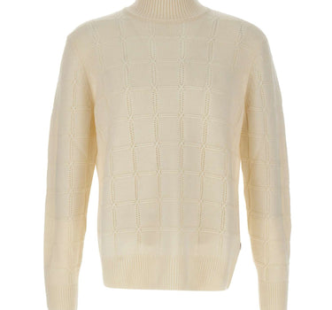 BOSS Maglione a collo alto in lana e cashmere WHITE Uomo 