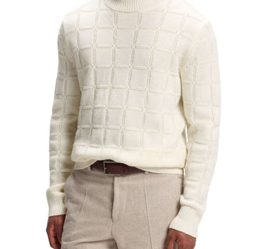 BOSS Maglione a collo alto in lana e cashmere WHITE Uomo 
