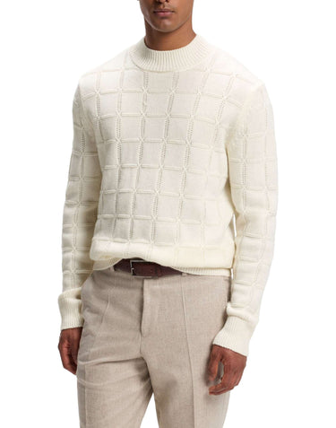 BOSS Maglione a collo alto in lana e cashmere WHITE Uomo 