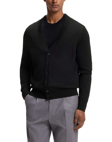 BOSS Cardigan in lana vergine BLACK Uomo 