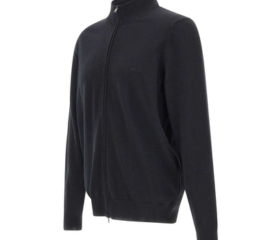 BOSS Cardigan in lana con zip BLACK Uomo 